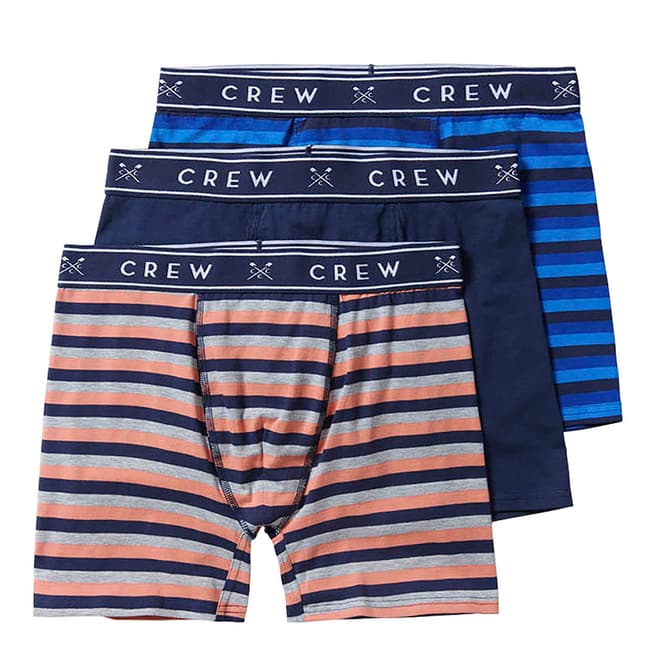 Crew Clothing Blue/Orange Striped 3 Pack Jersey Boxer
