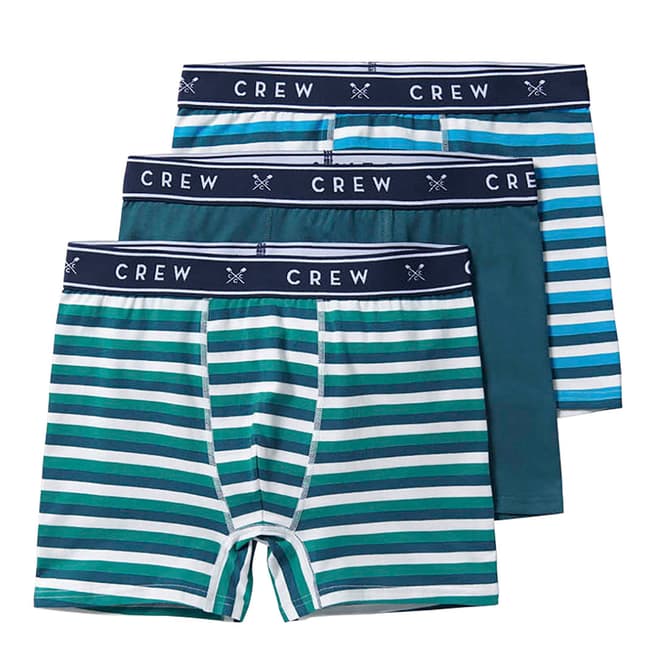 Crew Clothing Blue/Green Striped 3 Pack Jersey Boxer