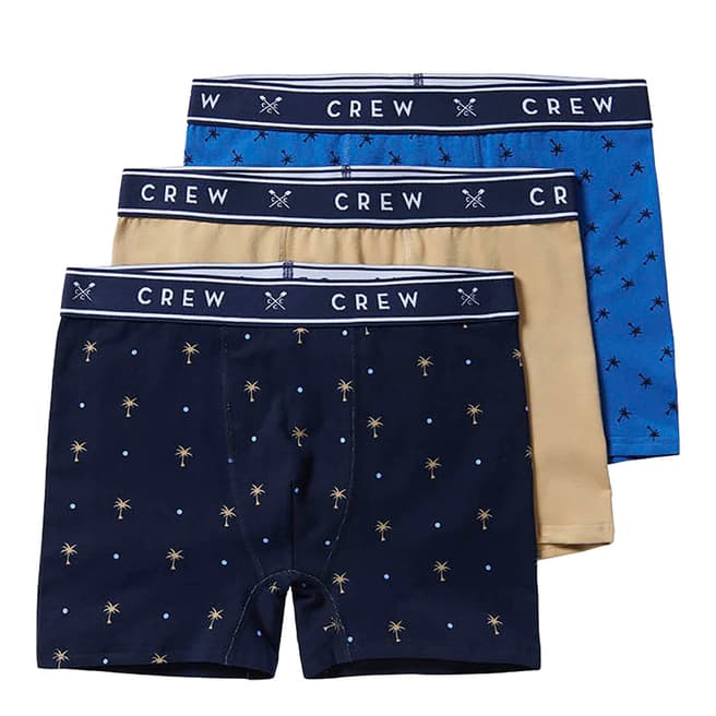 Crew Clothing Navy Palm 3 Pack Jersey Boxer