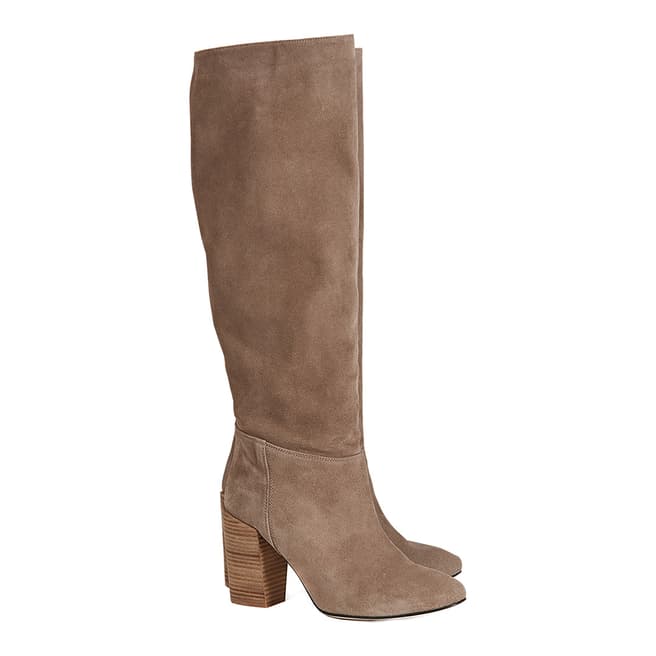 BY IRIS Taupe Fae Knee High Suede Boots