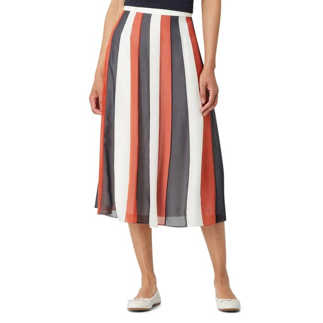 BOSS White Stripe Valentia Silk Blend Skirt