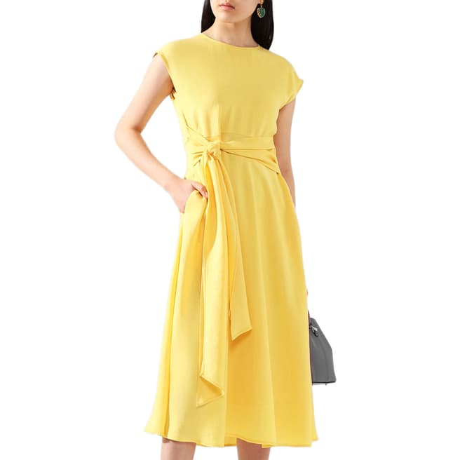 BOSS Yellow Dacari Tie Waist Dress