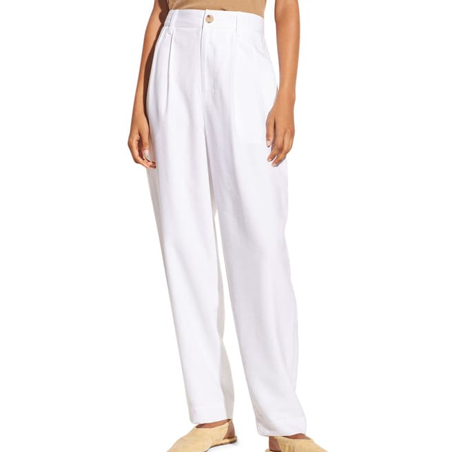 Vince White Pleat Front Tapered Trousers