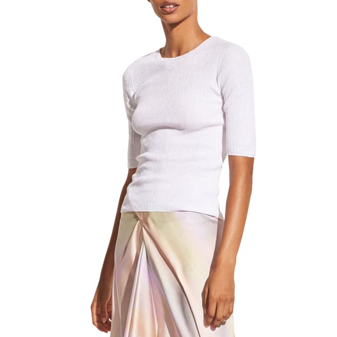 Vince White Pleated Cotton Pullover Top