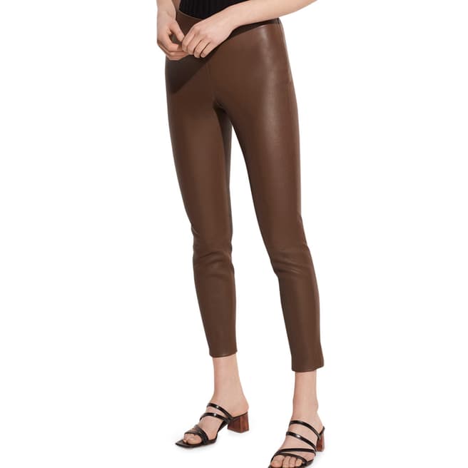 Vince Brown Crop Leather Trousers