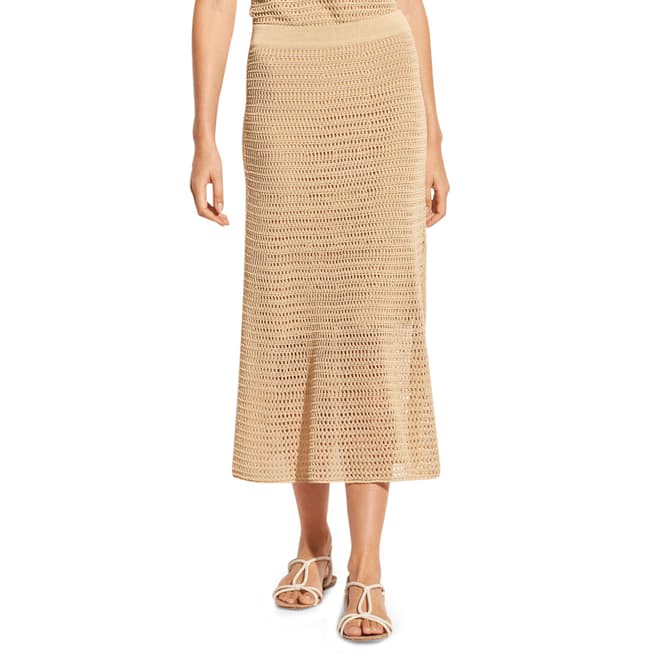 Vince Cream Crochet Cotton Blend Midi Skirt