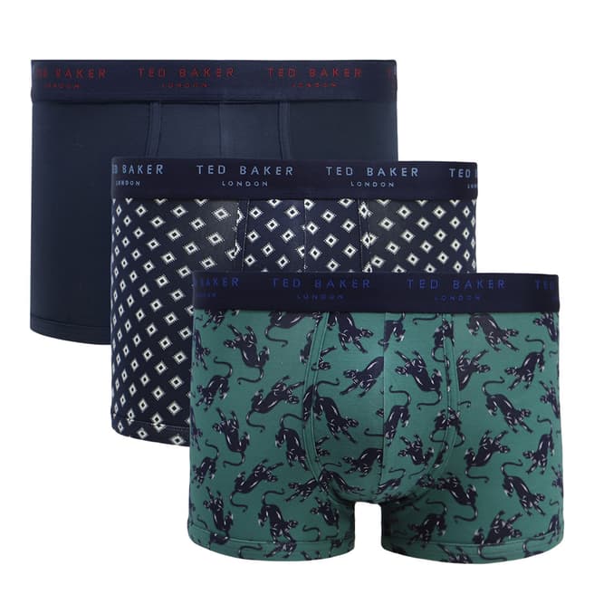 Ted Baker Green/Navy 3 Pack Patterned Trunk