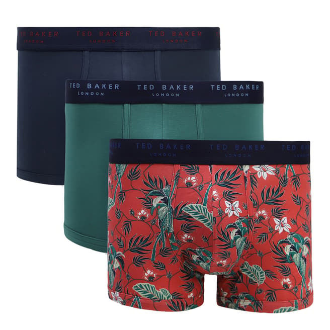 Ted Baker Red/Green/Navy 3 Pack Patterned Trunk