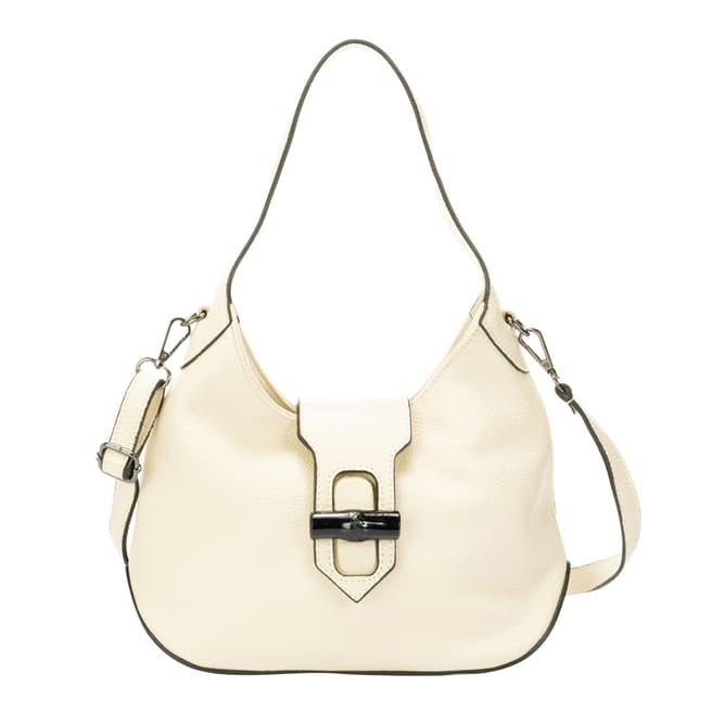 Lisa Minardi Cream Leather Top Handle Bag