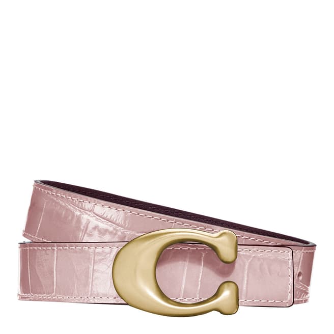 Coach Blossom Pink Signature Buckle Reversible Belt