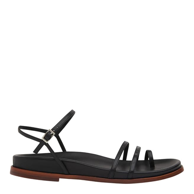 WHISTLES Black Isobel Strappy Footbed Sandals