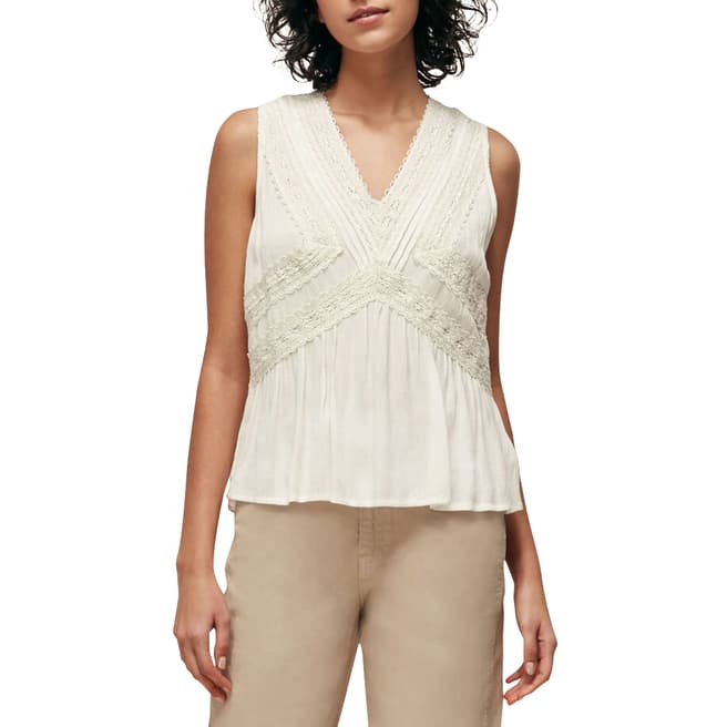 WHISTLES Ivory Leora Lace Detail Top