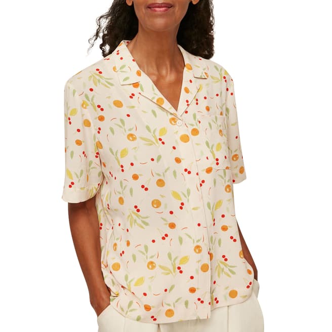 WHISTLES Cream Fruit Print Shirt