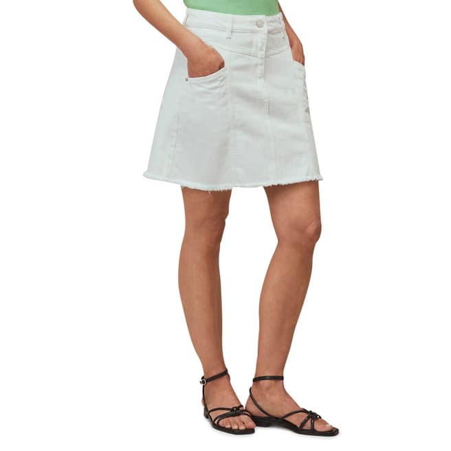 WHISTLES White Seam Detail Frayed Denim Mini Skirt