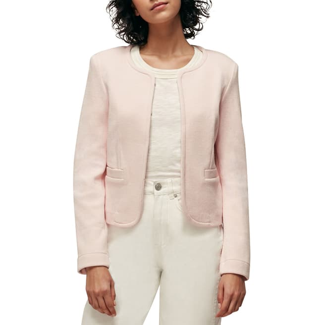 WHISTLES Pink Collarless Cotton Jacket