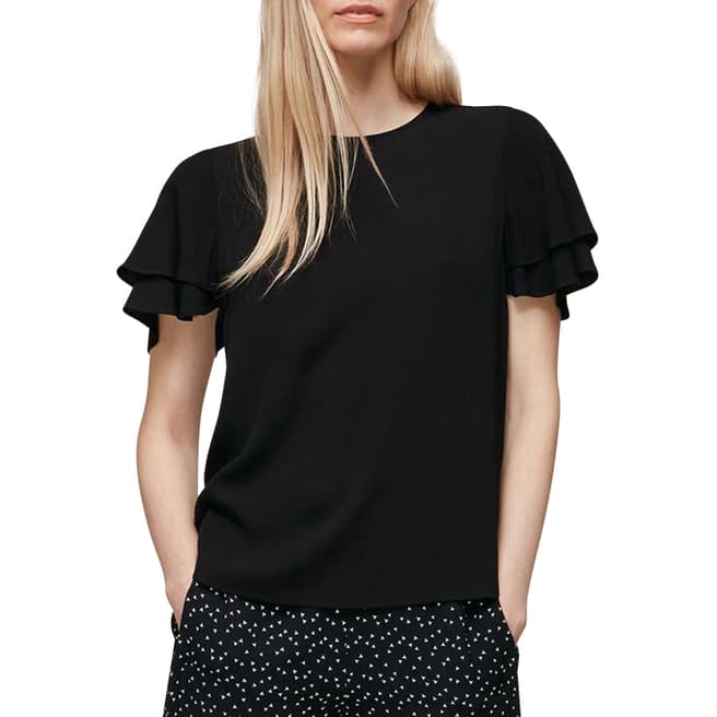 WHISTLES Black Frill Sleeve Shell Top