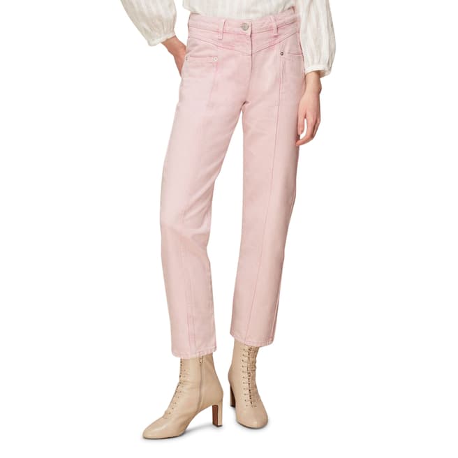 WHISTLES Pink Emma Panelled Cotton Jeans