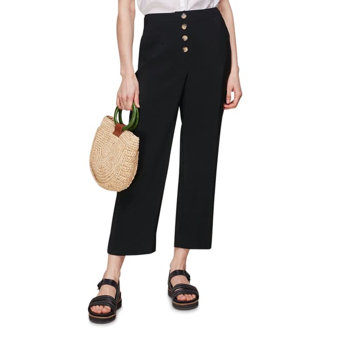 WHISTLES Black Button Front Trousers