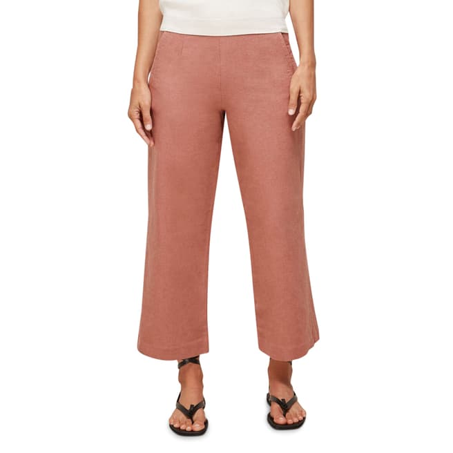 WHISTLES Pink Amenia Cropped Linen Blend Culottes