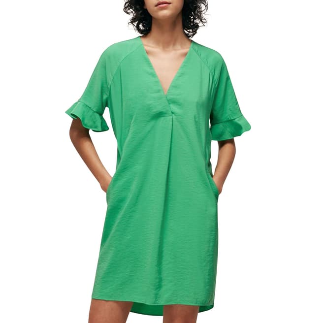 WHISTLES Green Alba Shift Dress