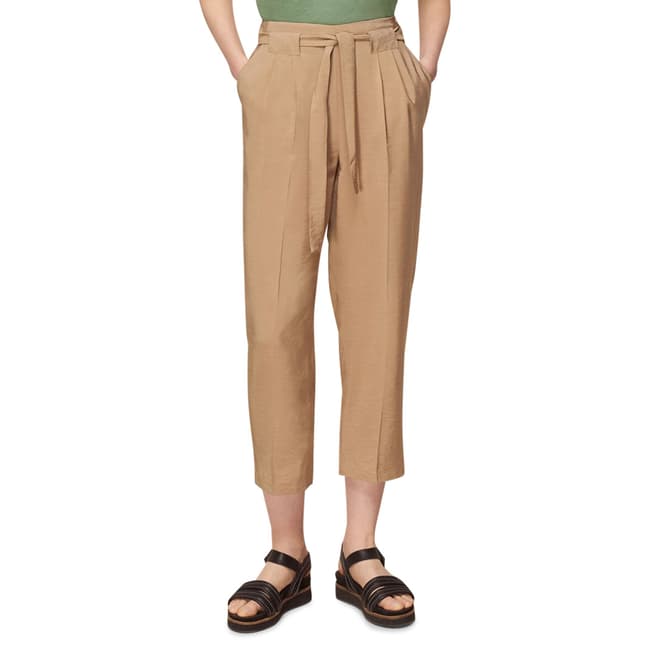 WHISTLES Stone Belted Casual Crop Trousers