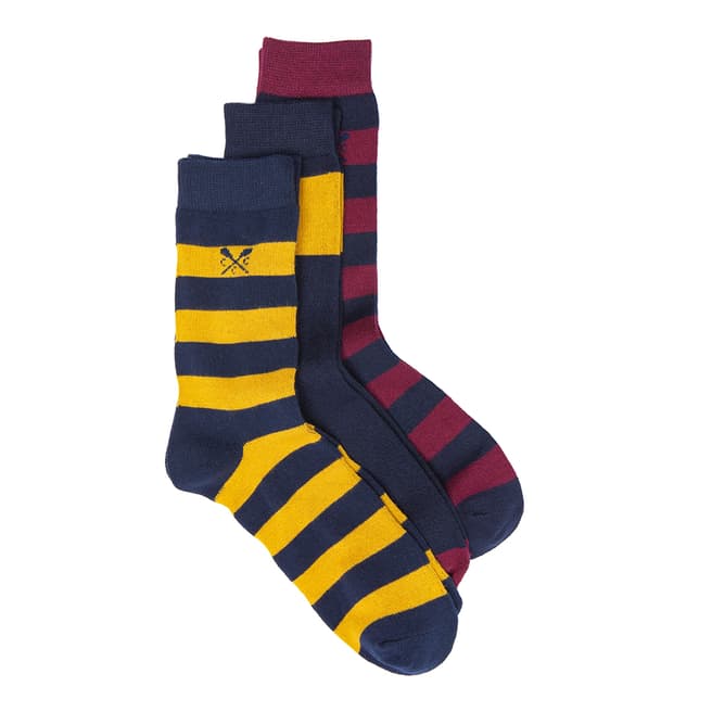 Crew Clothing Beeswax/Navy/Red 3 Pack Socks