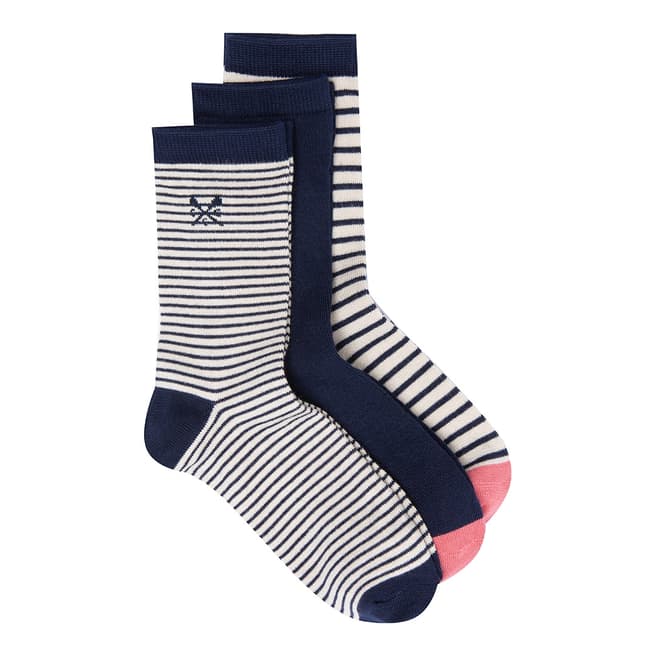 Crew Clothing Navy/Garnet Gift Boxed Stripe Socks