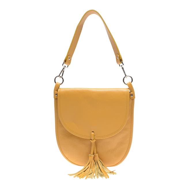 Sofia Cardoni Yellow Leather Shoulder Bag 