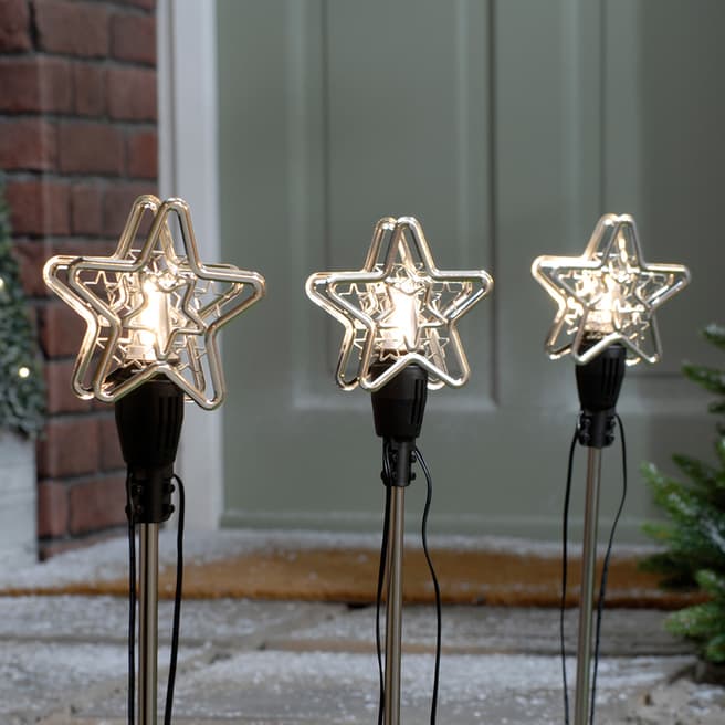 Festive Set Of 3 Connectable Star Pathfinder Lights