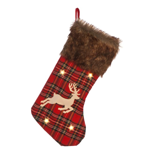 Festive 49cm Tartan Stocking Reindeer Detail