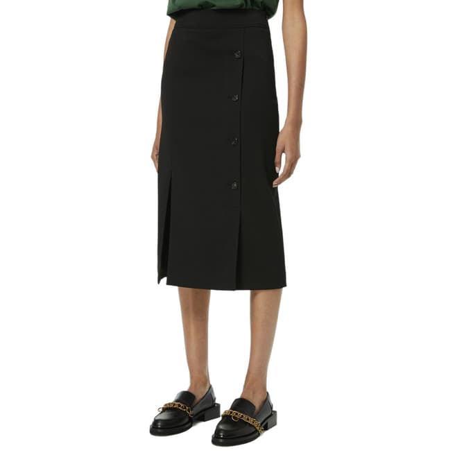 VICTORIA, VICTORIA BECKHAM Black Button Detail Recycled Polyester Midi Skirt