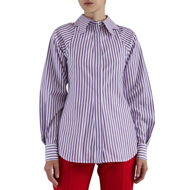 Victoria Beckham Stripe Butterfly Collar Cotton Fitted Shirt