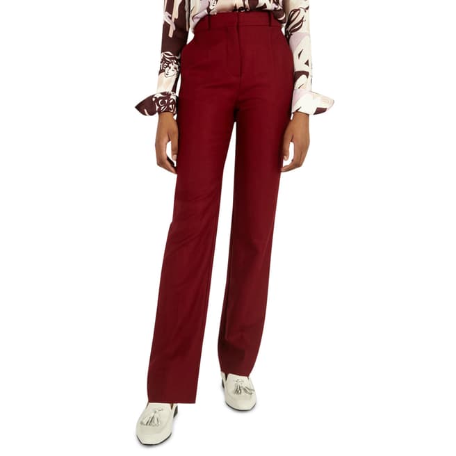 VICTORIA, VICTORIA BECKHAM Mahogany Red Wool Trousers