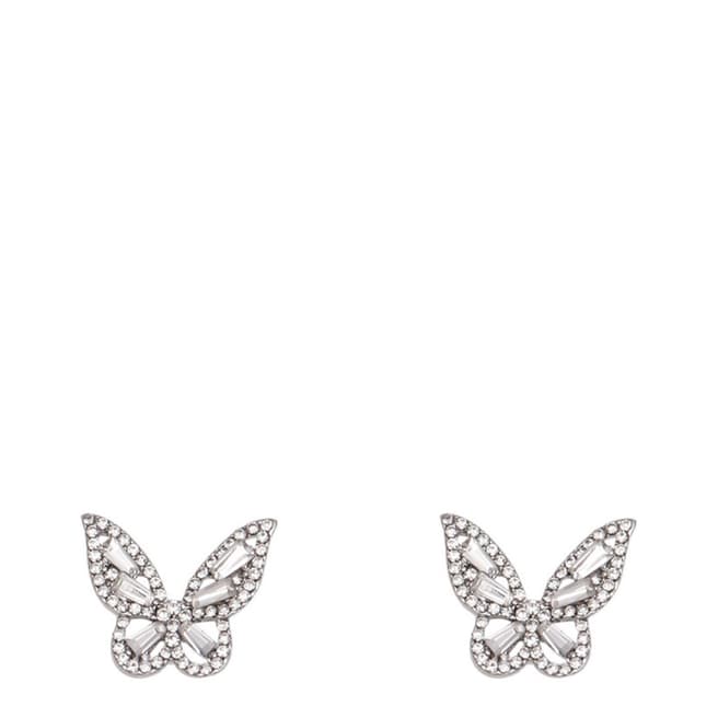 Chloe Collection by Liv Oliver Silver Plated Embellished Butterfly Earrings