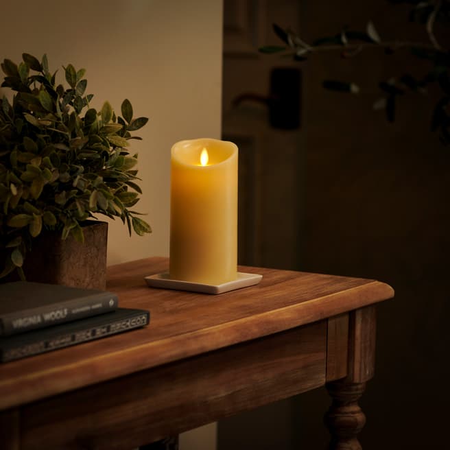 Luminara 9cm x 18cm Ivory Pillar Candle with Wax Finish