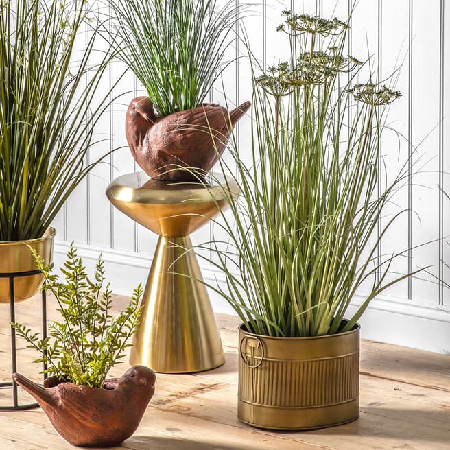 Gallery Living Potted Grass with Reeds, Green & Blue W45xD45xH92cm