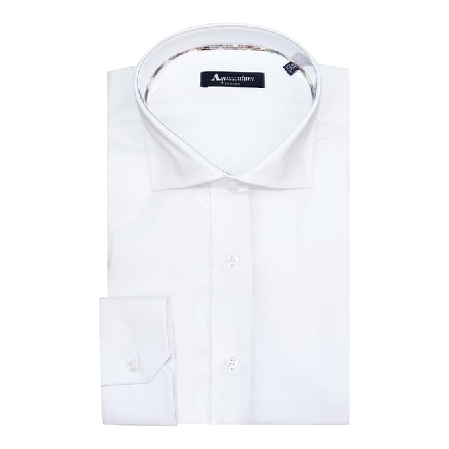 Aquascutum White Stretch Cotton Slim Fit Shirt