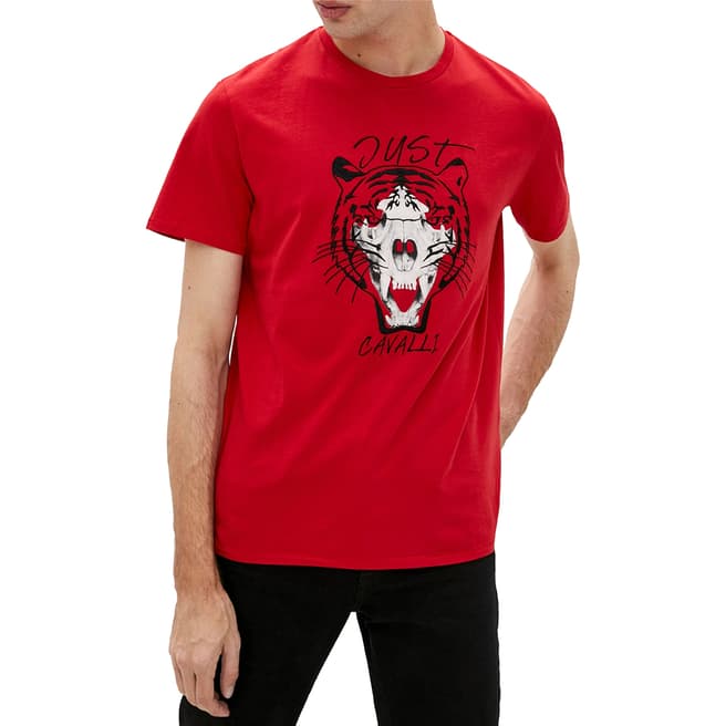 Just Cavalli Red Lion Logo Cotton T-Shirt