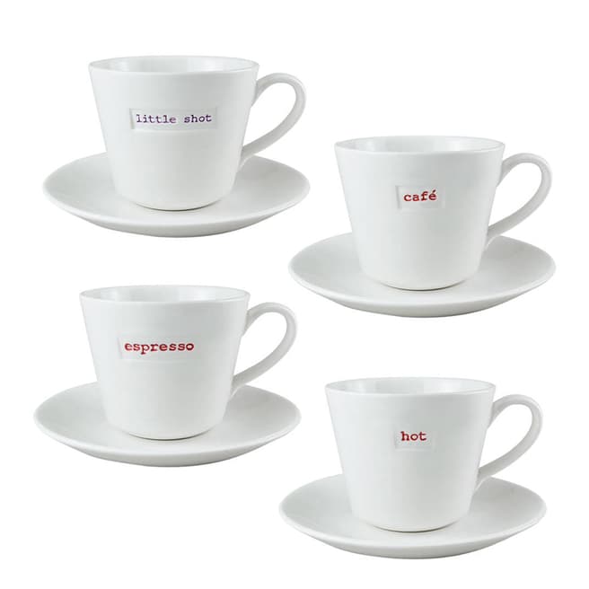 Keith Brymer Jones Set of 4 Espresso Cup & Saucers