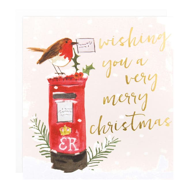 Caroline Gardner 12 Pack Wishing You A Merry Christmas Robin On Letterbox Cards