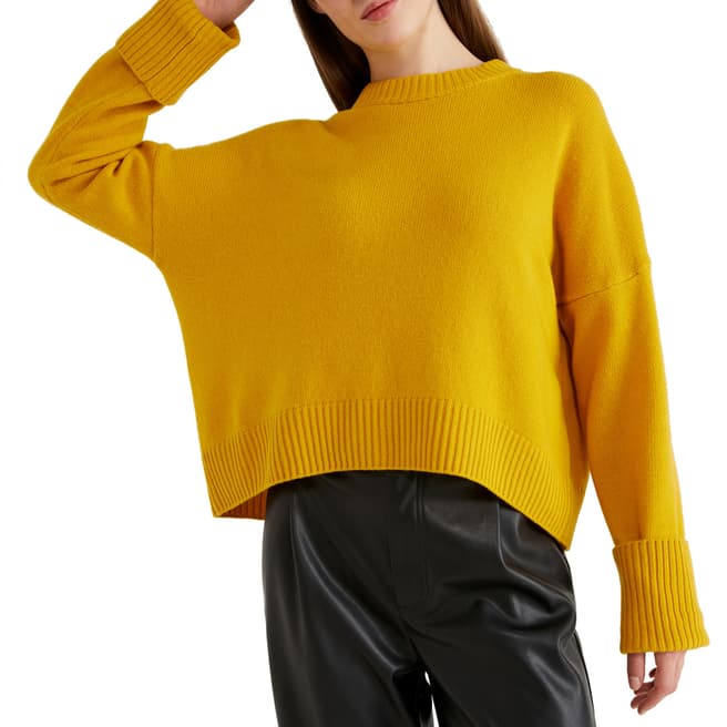 United Colors of Benetton Yellow Crew Wool Blend Jumper