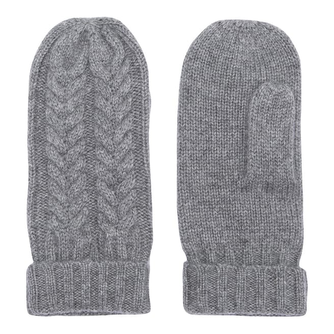 Laycuna London Grey Cashmere Cable Knit Mittens