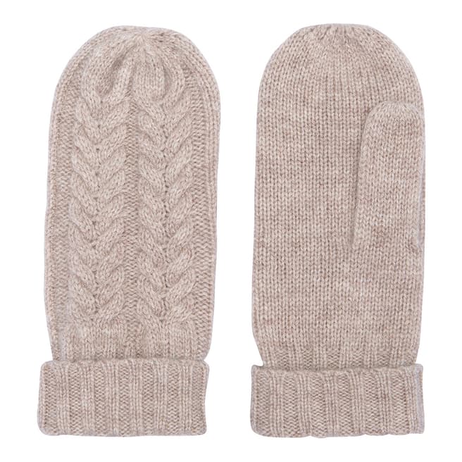 Laycuna London Taupe Cashmere Cable Knit Mittens