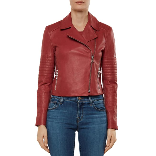 J Brand Red Aiah Leather Jacket