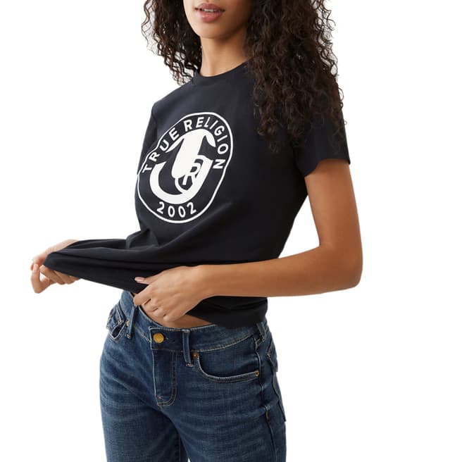 True Religion Black Stamp Logo Cotton T-Shirt