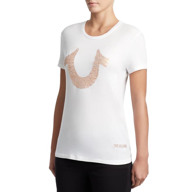 True Religion White Horseshoe Cotton T-Shirt