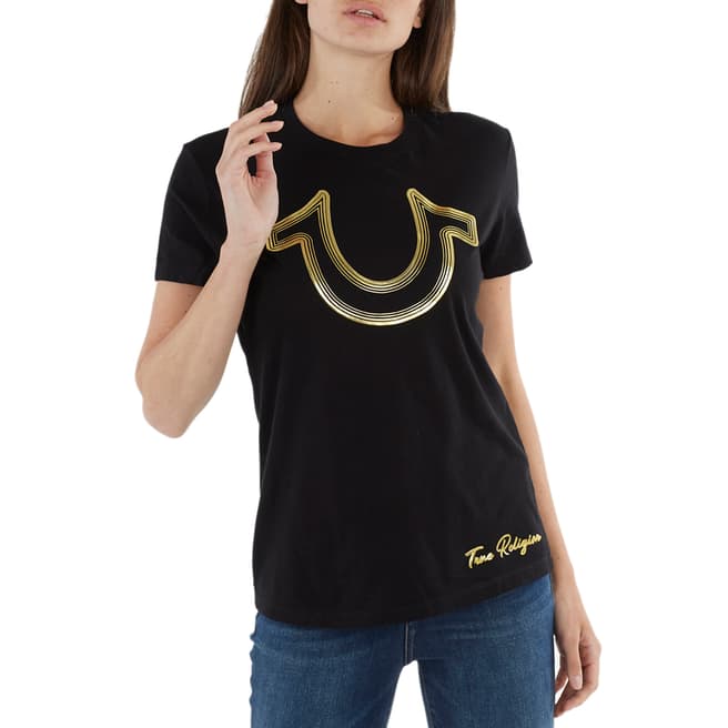 True Religion Black Foil Horseshoe Cotton T-Shirt