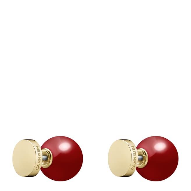 Calvin Klein Gold Red Bubbly Stud Earrings