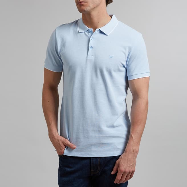 Wrangler Pale Blue Regular Fit Cotton Polo Shirt 