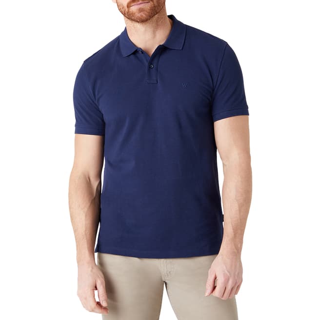 Wrangler Navy Regular Fit Cotton Polo Shirt 